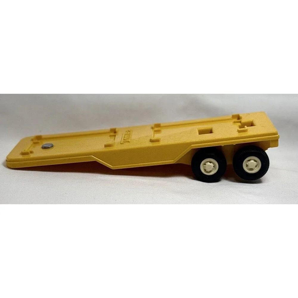 Vintage Tonka Yellow Lowboy Flatbed Trailer Dual Axle 7” Toy Vehicle Accessory